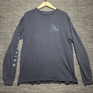 Quiksilver Shirt Men's Large Blue Long Sleeve Faded Regular Fit